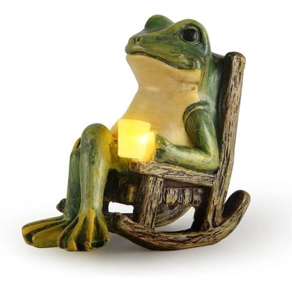 Miniature Frog Garden Statue Fairy Outdoor Figurine Lights Solar Garden - Picture 7 of 7